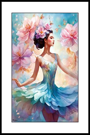 Mavi Elbiseli Kız Digital Art ( ÇERÇEVESİZ - ÇERÇEVE YOKTUR ) ( ULTRA HD ) FOLYO AFİŞ - POSTER