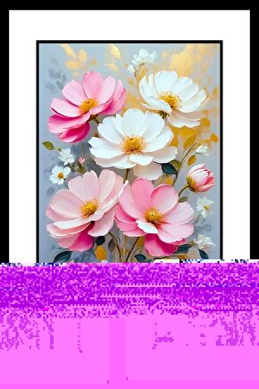 Beyaz ve Pembe Çiçekler Digital Art ( ÇERÇEVESİZ - ÇERÇEVE YOKTUR ) ( ULTRA HD ) FOLYO AFİŞ - POSTER