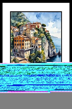 Yamaçtaki Evler Digital Art ( ÇERÇEVESİZ - ÇERÇEVE YOKTUR ) ( ULTRA HD ) FOLYO AFİŞ - POSTER