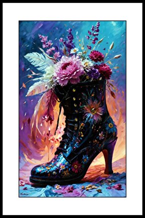 Çizmedeki Çiçekler Digital Art ( ÇERÇEVESİZ - ÇERÇEVE YOKTUR ) ( ULTRA HD ) FOLYO AFİŞ - POSTER