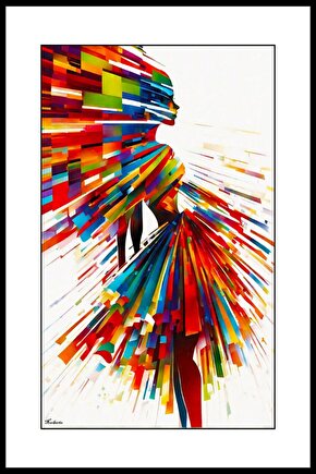 Renklerin İçindeki Kız Digital Art ( ÇERÇEVESİZ - ÇERÇEVE YOKTUR ) ( ULTRA HD ) FOLYO AFİŞ - POSTER