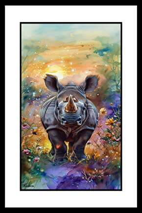 Yavru Gergedan Digital Art ( ÇERÇEVESİZ - ÇERÇEVE YOKTUR ) ( ULTRA HD ) FOLYO AFİŞ - POSTER