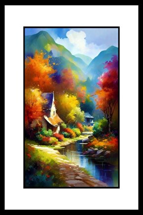 Irmak Yanındaki Ev Digital Art ( ÇERÇEVESİZ - ÇERÇEVE YOKTUR ) ( ULTRA HD ) FOLYO AFİŞ - POSTER