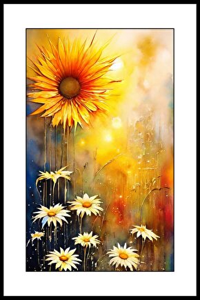 Yağmur ve Papatya Digital Art ( ÇERÇEVESİZ - ÇERÇEVE YOKTUR ) ( ULTRA HD ) FOLYO AFİŞ - POSTER