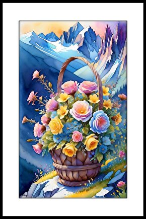 Çiçek Sepeti Digital Art ( ÇERÇEVESİZ - ÇERÇEVE YOKTUR ) ( ULTRA HD ) FOLYO AFİŞ - POSTER