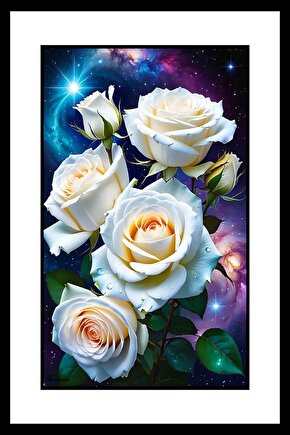 Beyaz Gül Bahçesi Digital Art ( ÇERÇEVESİZ - ÇERÇEVE YOKTUR ) ( ULTRA HD ) FOLYO AFİŞ - POSTER
