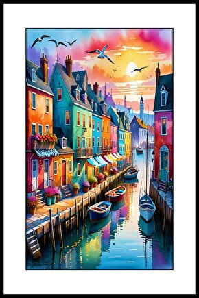 Venedik Limanı Digital Art ( ÇERÇEVESİZ - ÇERÇEVE YOKTUR ) ( ULTRA HD ) FOLYO AFİŞ - POSTER