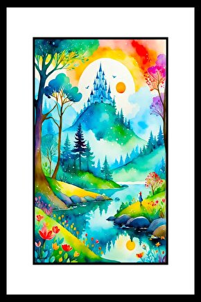 Renkli Orman Digital Art ( ÇERÇEVESİZ - ÇERÇEVE YOKTUR ) ( ULTRA HD ) FOLYO AFİŞ - POSTER