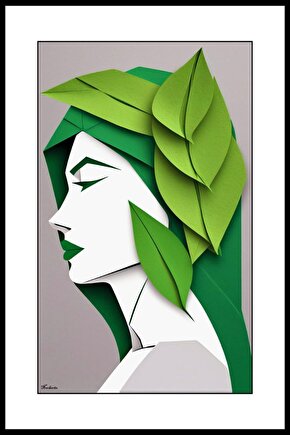 Yaprak Saçlı Kadın Digital Art ( ÇERÇEVESİZ - ÇERÇEVE YOKTUR ) ( ULTRA HD ) FOLYO AFİŞ - POSTER