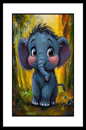 Minik Fil Digital Art ( ÇERÇEVESİZ - ÇERÇEVE YOKTUR ) ( ULTRA HD ) FOLYO AFİŞ - POSTER