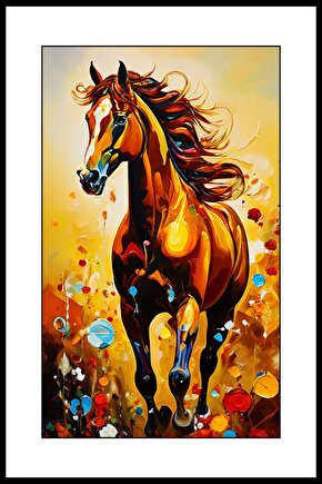 Koşan Genç At Digital Art ( ÇERÇEVESİZ - ÇERÇEVE YOKTUR ) ( ULTRA HD ) FOLYO AFİŞ - POSTER
