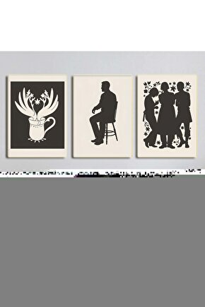 Matisse - Boho - Art Deco - Soyut - Doğa ( 3 lü Çerçevesiz ) Poster - Afiş - Tablo KR2C00703