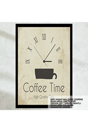 kahve saati zamanı ev mutfak kafe dekorasyon tablo retro ahşap poster