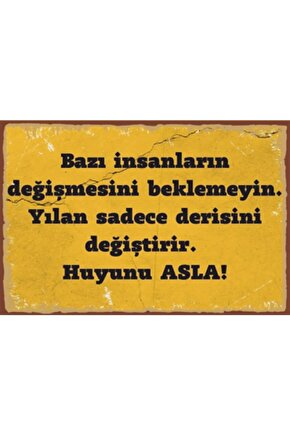 Bazı Insanların Değişmesini Beklemeyin Retro Ahşap Poster