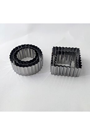 Narkalıp Paslanmaz Kare Yuvarlak Tırtıklı Kurabiye Kalıbı 6 Lı