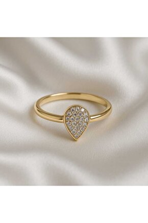 Damla Model Gold Taşlı Yüzük