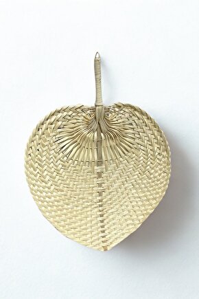 Doğal Bambu Kalp Yelpaze Bohem Duvar Süsü El Örgüsü, Dekoratif