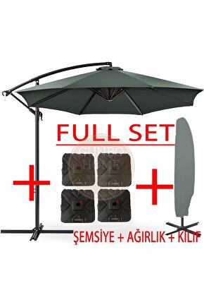3 Mt 8 Kaburga Full Demir 21 Kg ANTRASİT Bahçe Şemsiyesi Full Set Havuz Şemsiyesi Büyük Şemsiye