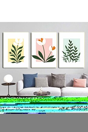 Matisse - Boho - Art Deco - Soyut - Doğa ( 3 lü Çerçevesiz ) Poster - Afiş - Tablo KR2C00097