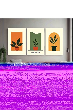 Matisse - Boho - Art Deco - Soyut - Doğa ( 3 lü Çerçevesiz ) Poster - Afiş - Tablo KR2C00691