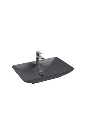 Sistema Y Clear Tezgah Üzeri Lavabo 65 Cm Antrasit Extra Dekorsuz Delikli 10sy50065