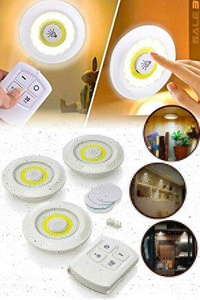 Uzaktan Kumandalı 3 Lü Spot Led Lamba Kablosuz Pilli Işıldak