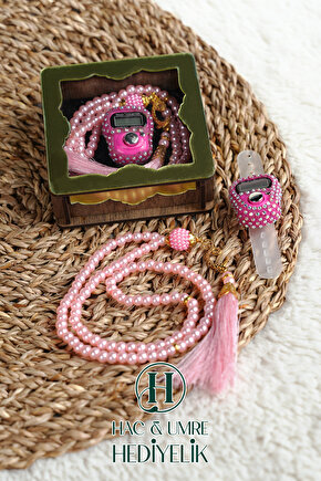 Hediyelik Tesbih Seti | Ahşap Kutulu Elektronik Tesbih ve 99lu İnci Tespih | Özel Gün Hediyesi