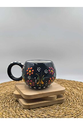 2 Adet Kabartma Desenli El Yapımı Seramik Kupa