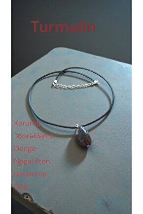 Doğal Tas Kolye Celik Zincir Sitrin Ametist Akik Turmalin