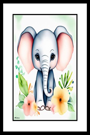 Minik Tatlı Fil Digital Art ( ÇERÇEVESİZ - ÇERÇEVE YOKTUR ) ( ULTRA HD ) FOLYO AFİŞ - POSTER