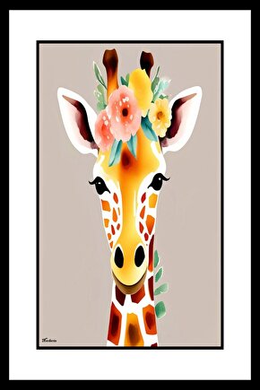 Büyük Zürafa Digital Art ( ÇERÇEVESİZ - ÇERÇEVE YOKTUR ) ( ULTRA HD ) FOLYO AFİŞ - POSTER