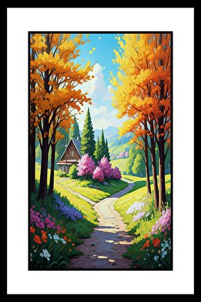 Ormanda Ev Digital Art ( ÇERÇEVESİZ - ÇERÇEVE YOKTUR ) ( ULTRA HD ) FOLYO AFİŞ - POSTER