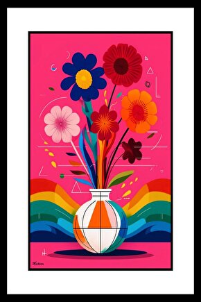 Vazomdaki Çiçekler Digital Art ( ÇERÇEVESİZ - ÇERÇEVE YOKTUR ) ( ULTRA HD ) FOLYO AFİŞ - POSTER