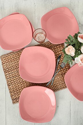 Pembe Köşem Servis Tabağı 27 Cm 6 Adet 550