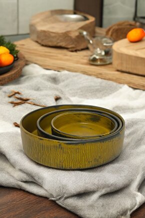 Wavy 3lü 21-17-13cm Porselen Kase