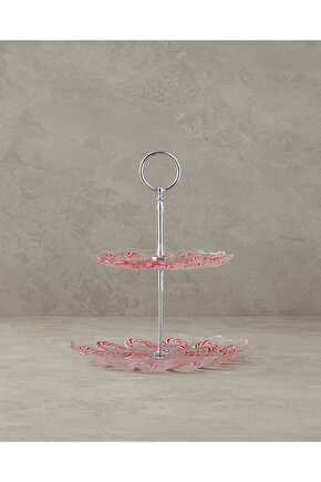 Candy Cane Cam Katlı Servis Kırmızı