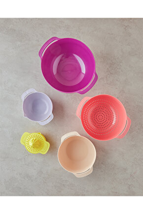 Mix Me Plastik 5 Parça Karıştırma Kabı 32 cm Renkli