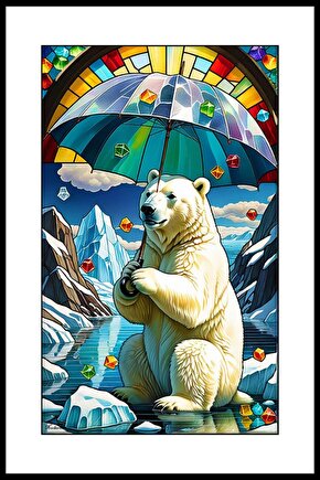 Beyaz Kutup Ayısı Digital Art ( ÇERÇEVESİZ - ÇERÇEVE YOKTUR ) ( ULTRA HD ) FOLYO AFİŞ - POSTER