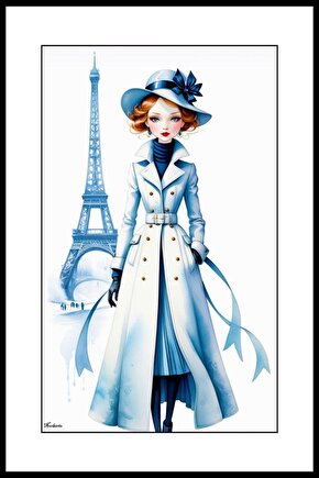 Eyfelde Kadın Digital Art ( ÇERÇEVESİZ - ÇERÇEVE YOKTUR ) ( ULTRA HD ) FOLYO AFİŞ - POSTER