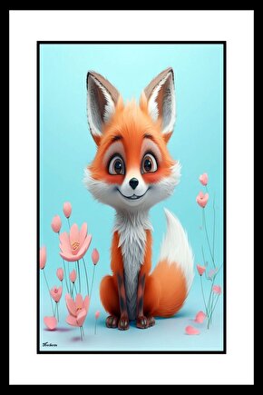 Minik Tatlı Yavru Tilki Digital Art ( ÇERÇEVESİZ - ÇERÇEVE YOKTUR ) ( ULTRA HD ) FOLYO AFİŞ - POSTER