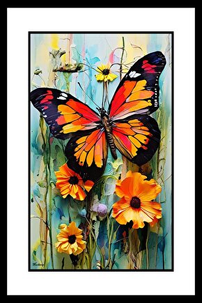 Kelebek ve Papatya Digital Art ( ÇERÇEVESİZ - ÇERÇEVE YOKTUR ) ( ULTRA HD ) FOLYO AFİŞ - POSTER