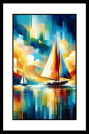Deniz ve Yelkenliler Digital Art ( ÇERÇEVESİZ - ÇERÇEVE YOKTUR ) ( ULTRA HD ) FOLYO AFİŞ - POSTER