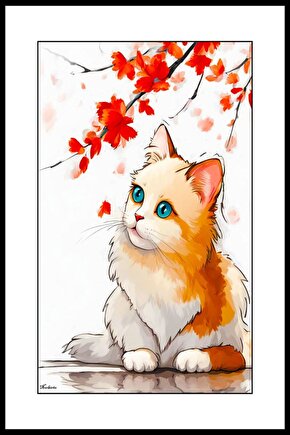 Tatlı Minik Kedi Digital Art ( ÇERÇEVESİZ - ÇERÇEVE YOKTUR ) ( ULTRA HD ) FOLYO AFİŞ - POSTER