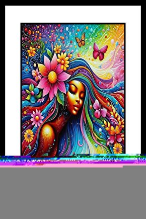 Çiçekli Kadın Digital Art ( ÇERÇEVESİZ - ÇERÇEVE YOKTUR ) ( ULTRA HD ) FOLYO AFİŞ - POSTER