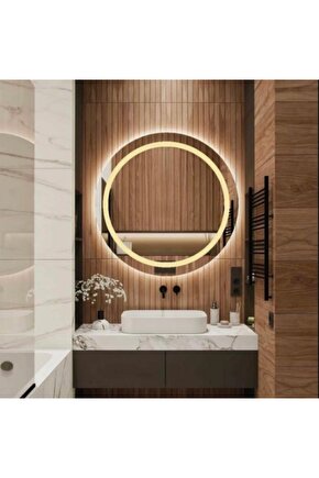 80 cm Kumlamalı Gün Işığı Ledli Yuvarlak Banyo Aynası Makyaj Aynası Trafolu