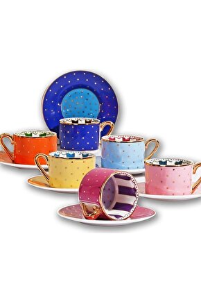 Kosova Bone China 6lı Fincan 90cc - Nokta Çizgili