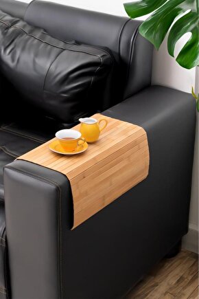 Bambu Koltuk Matı Ahşap Kanepe Koltuk Kenarı Sehpa Yan Sehpa Koltuk Katlanabilir Tepsisi 45x70