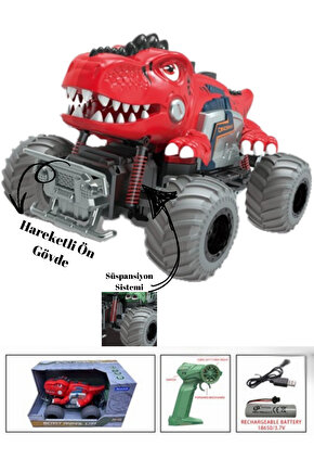 Oyuncak Uzaktan Kumandalı Full Fonksiyon 2.4G Süspansiyonlu BigFoot Dinozor Rock Crawler Araba