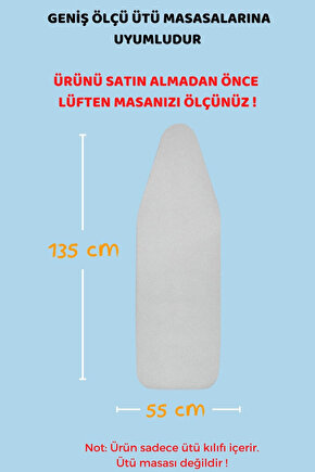 Ütü Masası Kılıfı Örtüsü Bezi, Keçeli,süngerli,lastikli Yanmaz Ayarlanabilir 55x135 Cm Gri