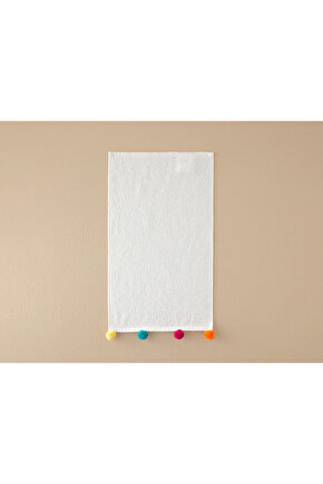 Yılbaşı Paintball Pamuklu Ponponlu El Havlusu 30x50 Cm Ekru